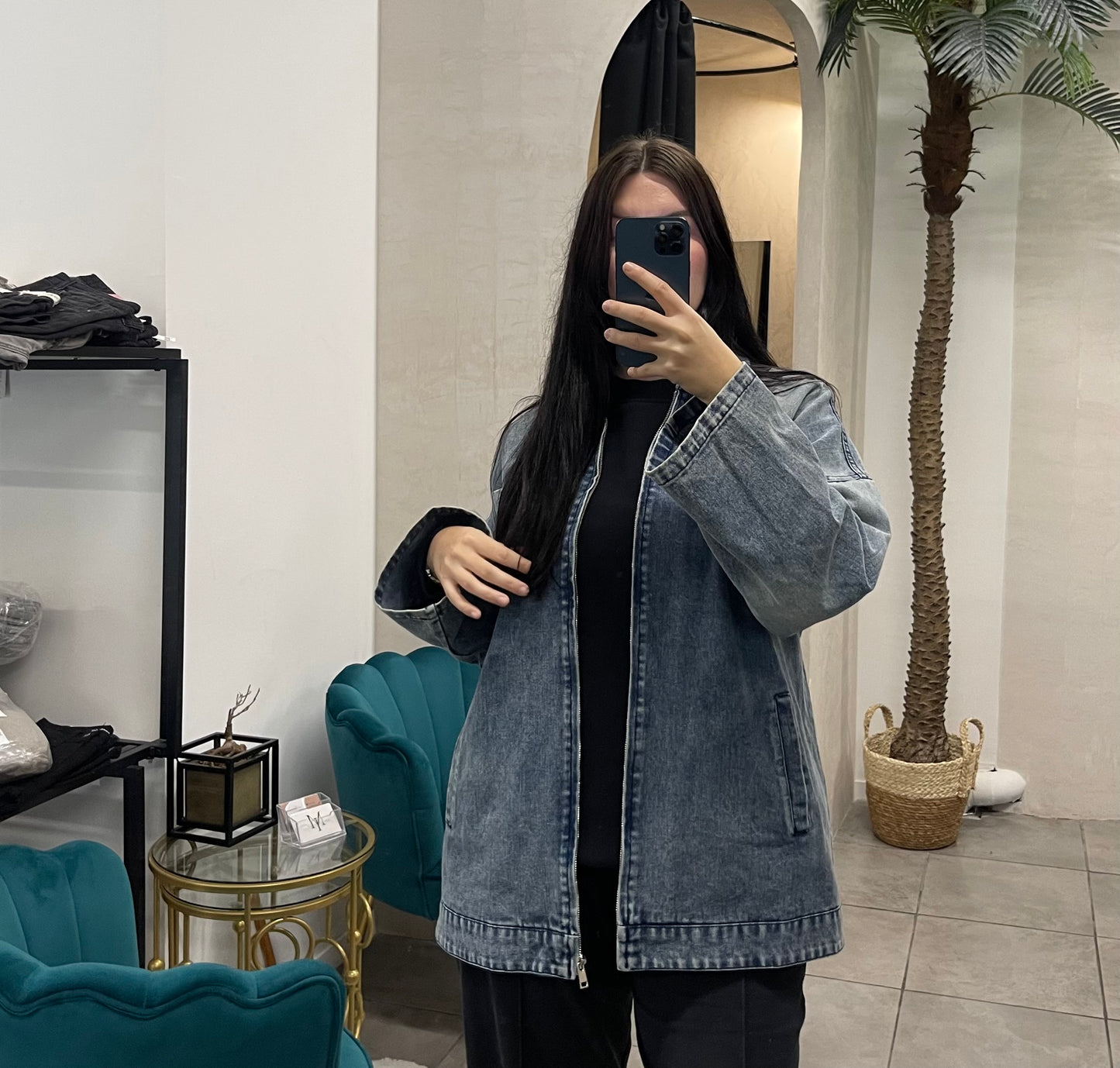 Veste en jean à zip