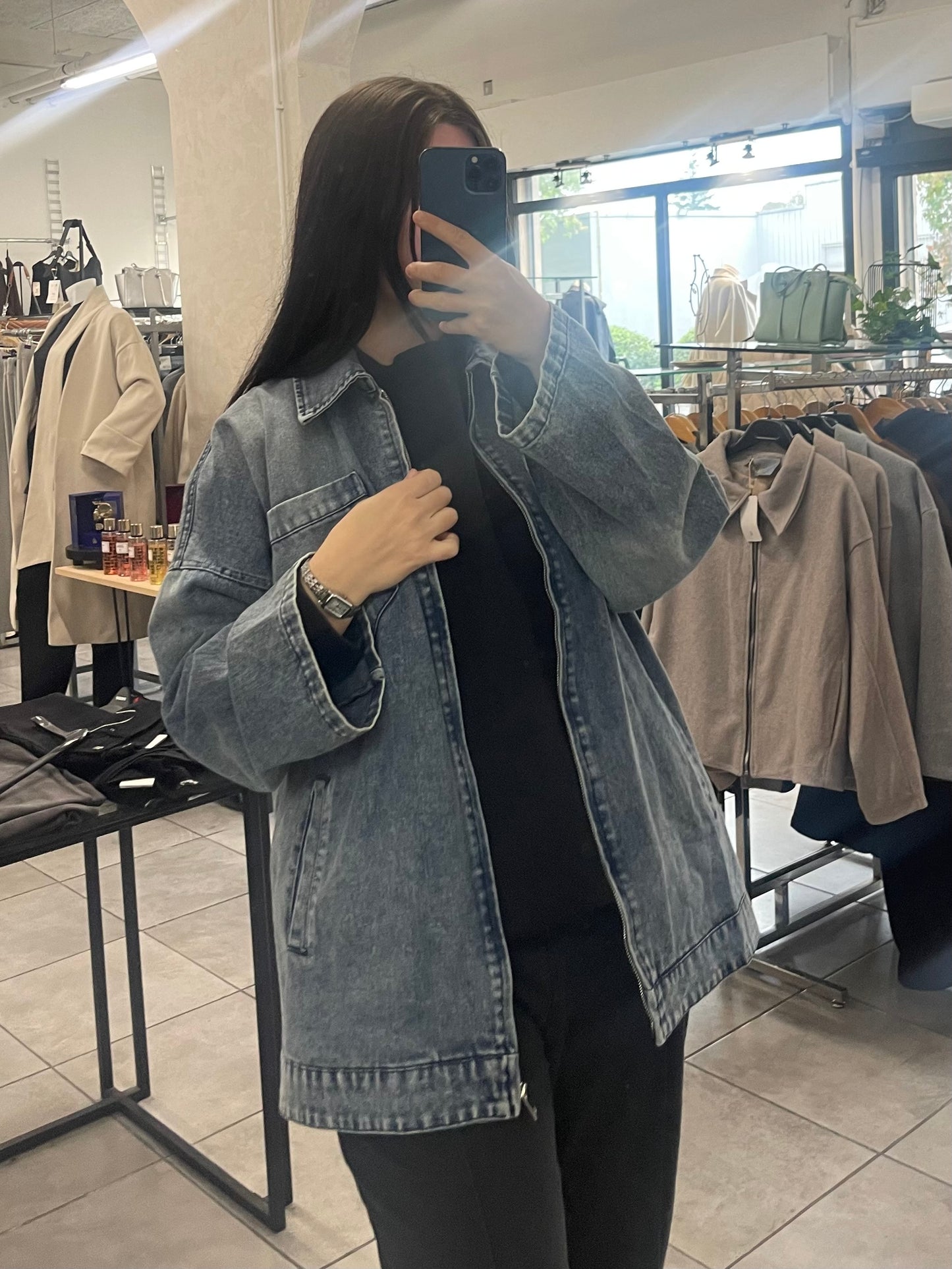 Veste en jean à zip