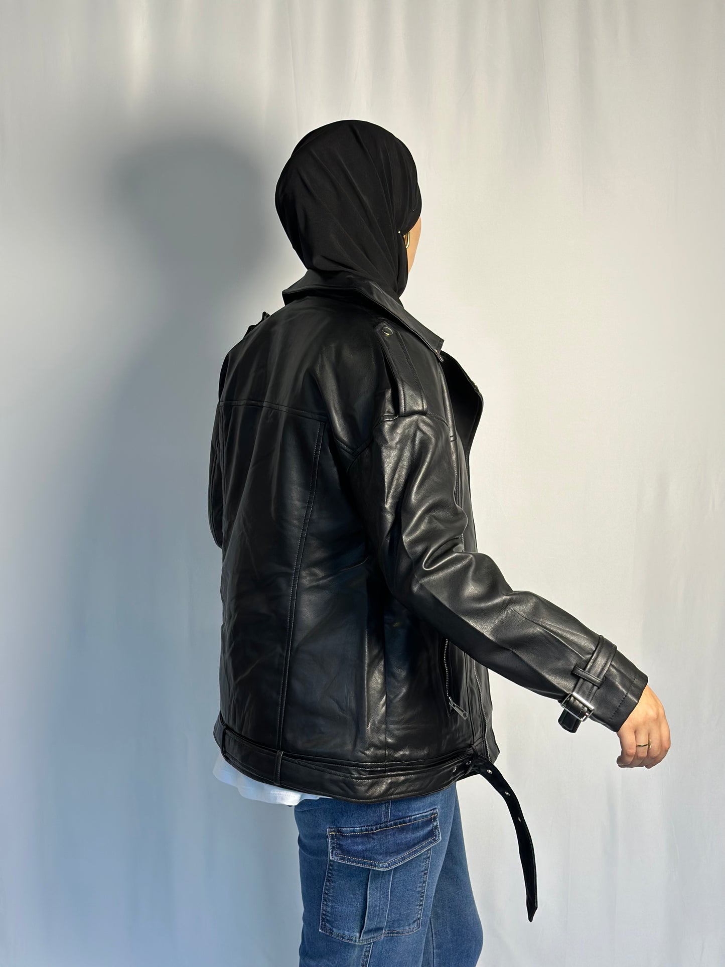 Veste en similicuir noir