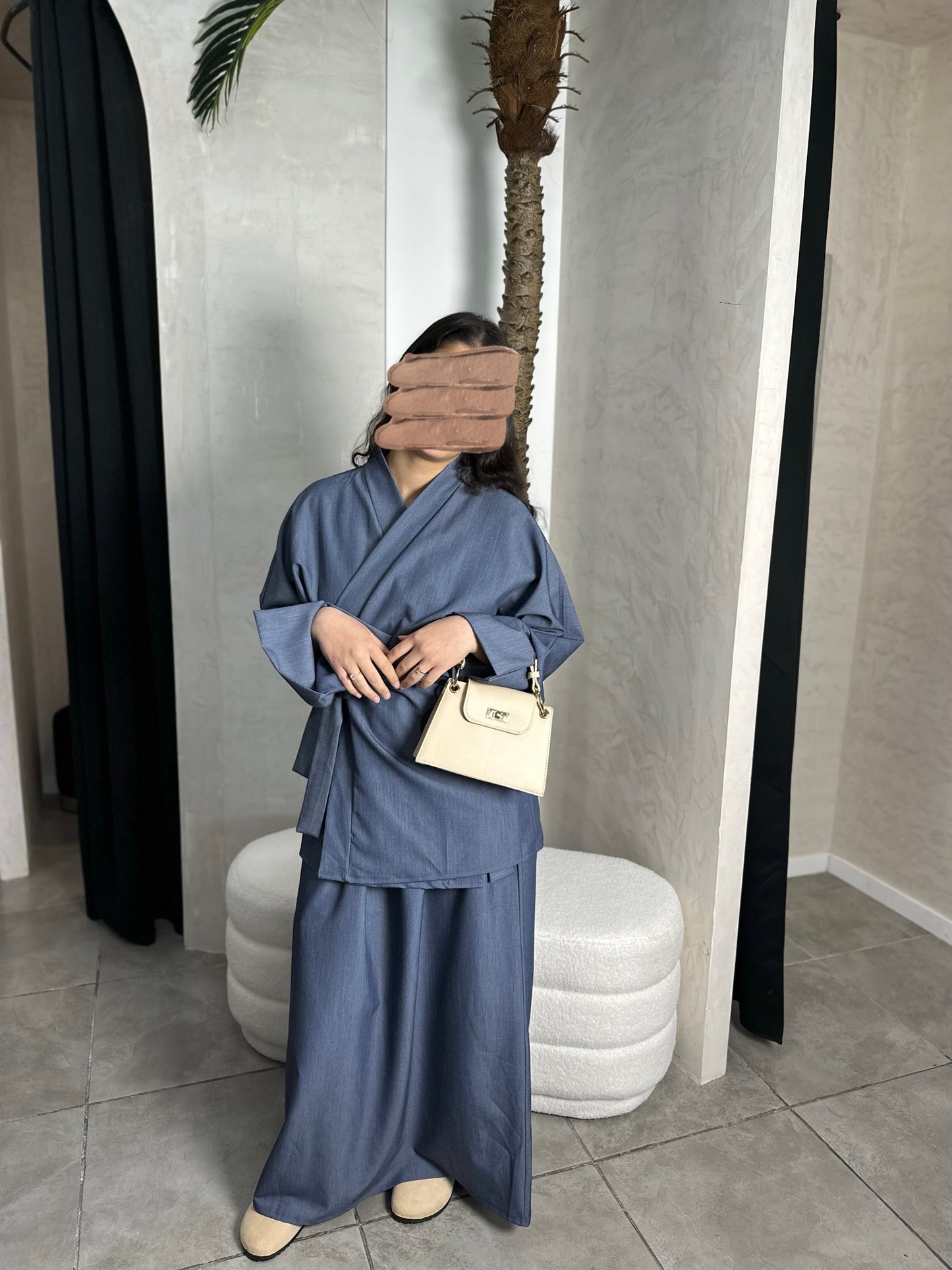 ENSEMBLE JUPE CROISÉ BLEU JEAN