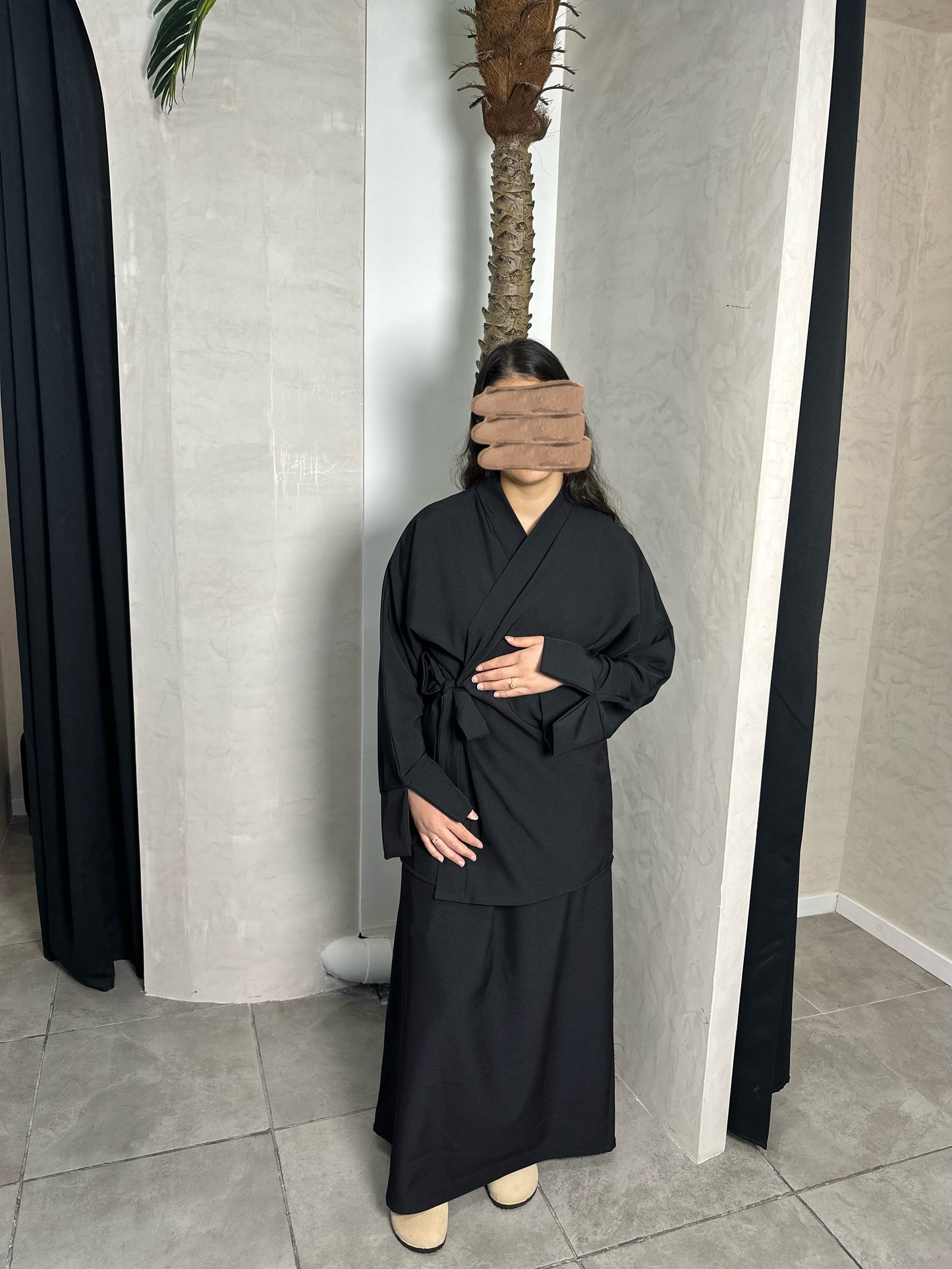 ENSEMBLE JUPE CROISÉ NOIR