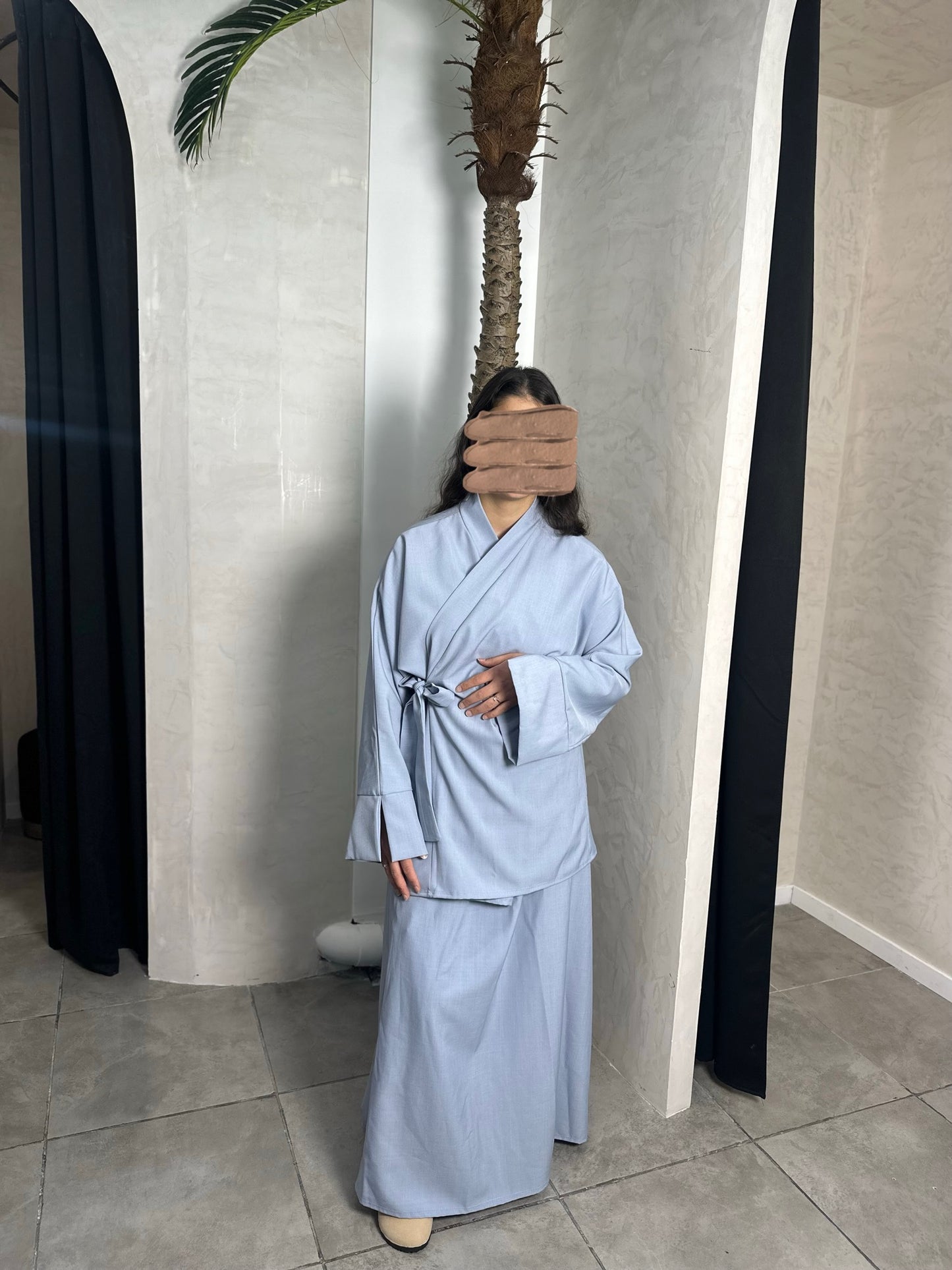 ENSEMBLE JUPE CROISÉ BLEU CLAIR
