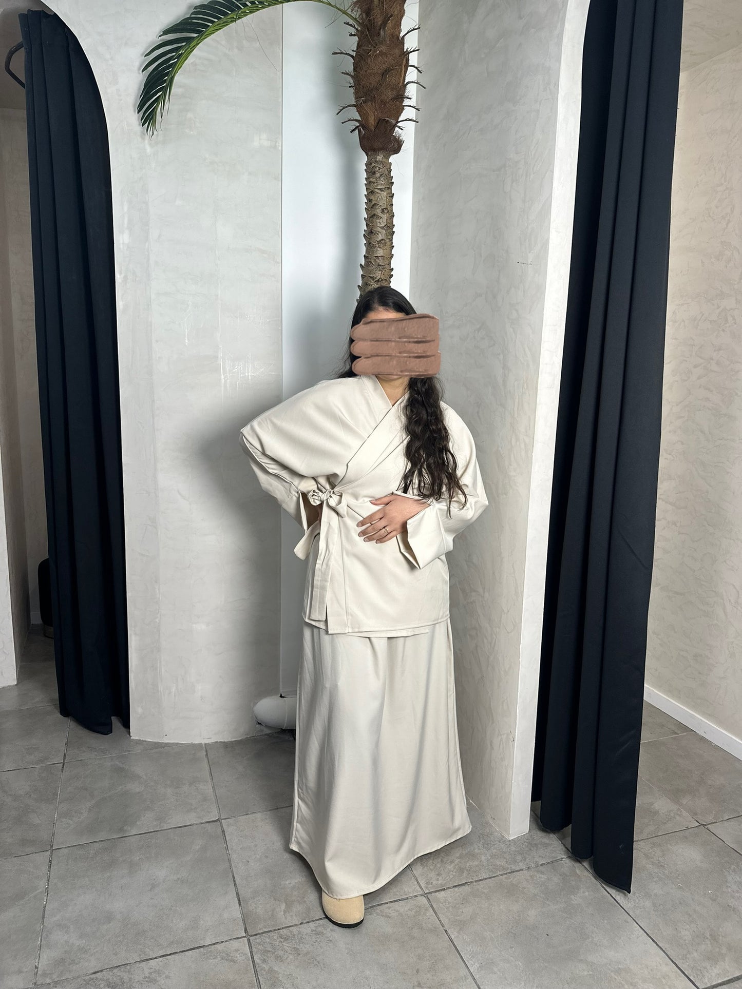 ENSEMBLE JUPE CROISÉ BEIGE