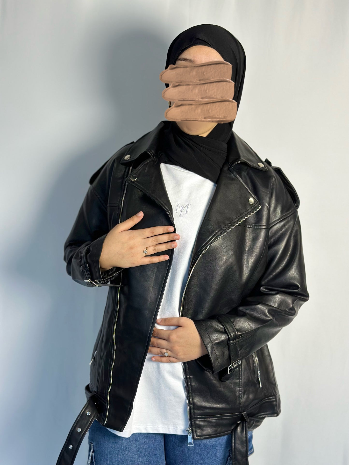 Veste en similicuir noir