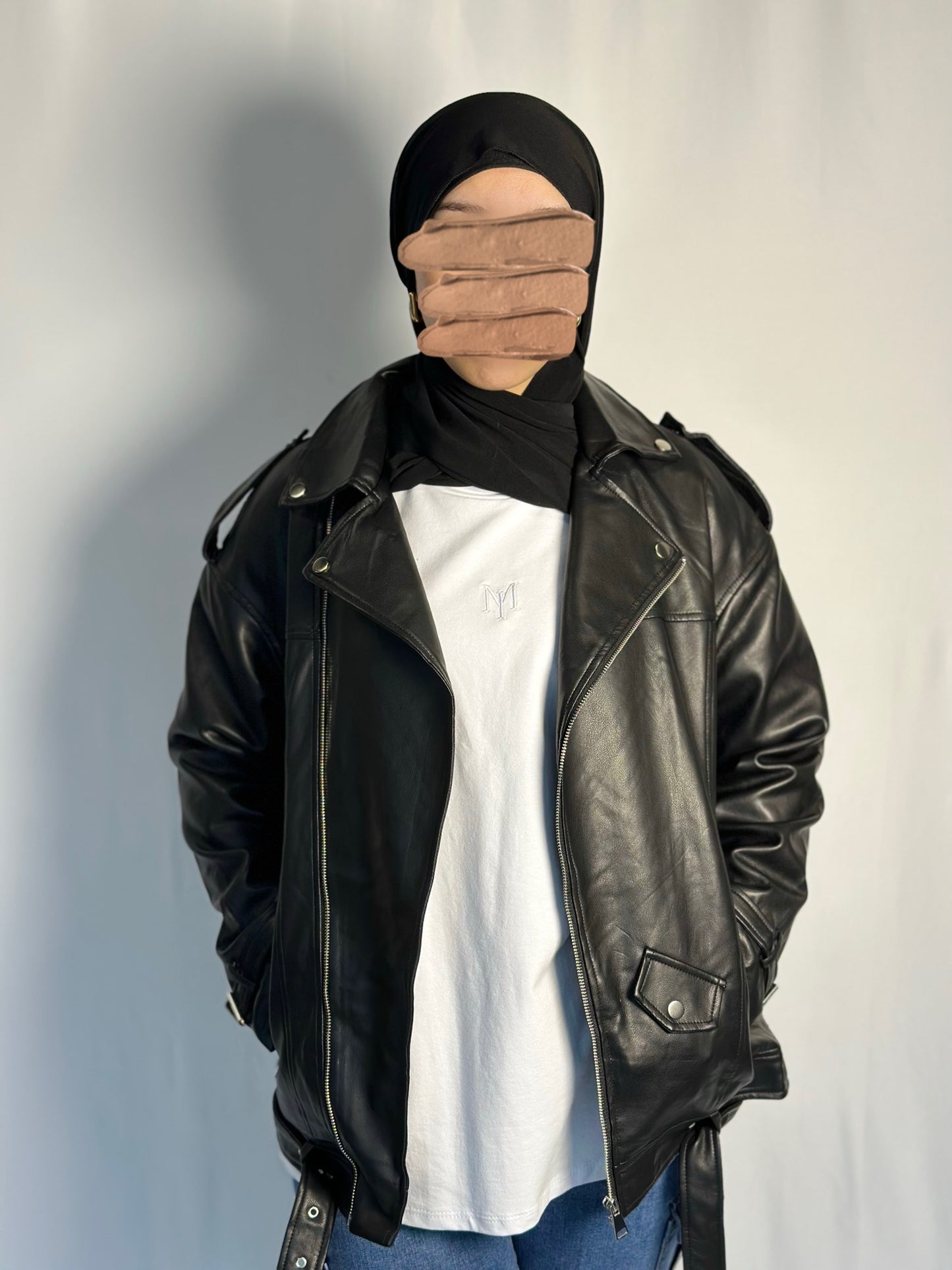 Veste en similicuir noir