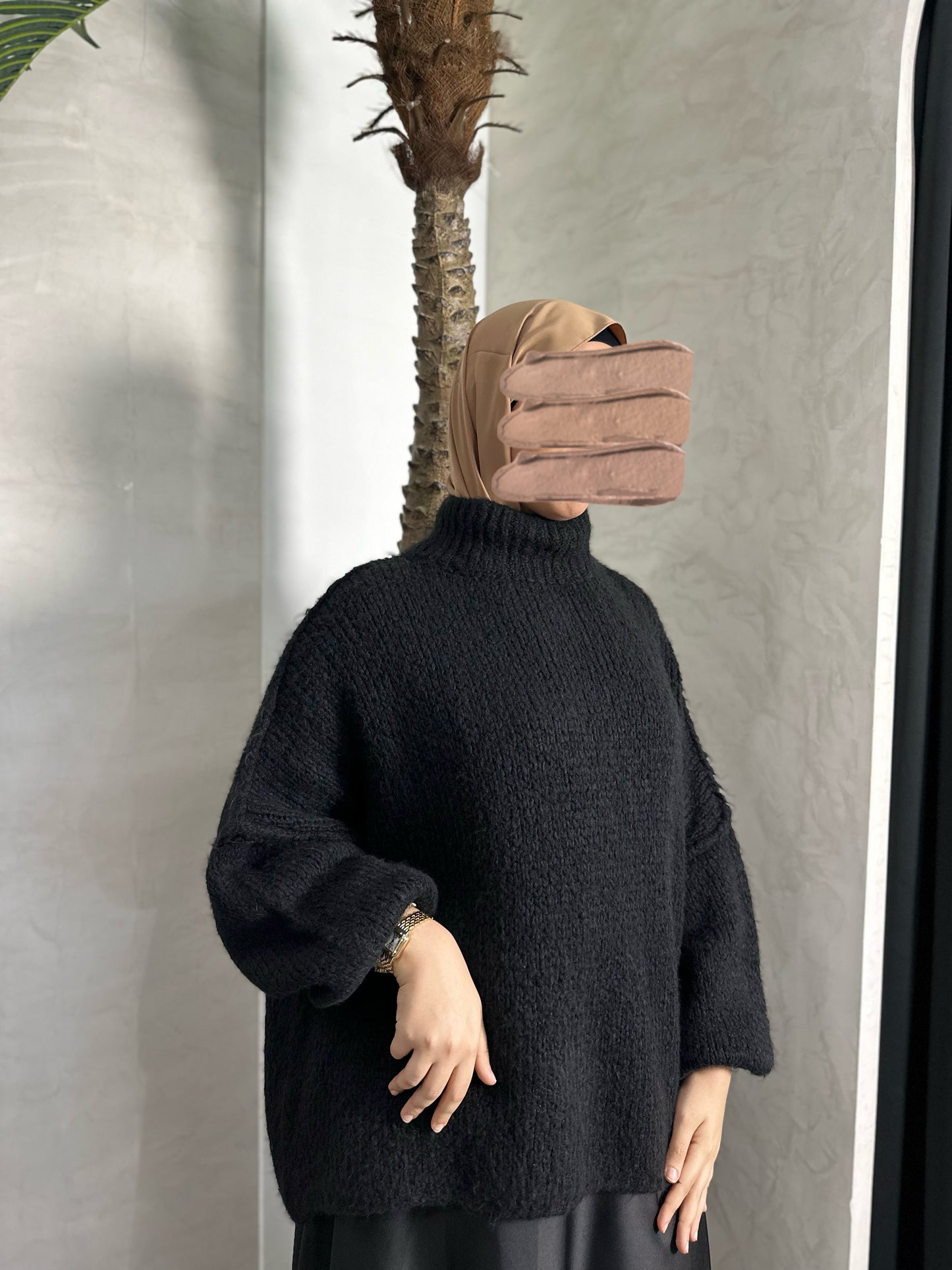 PULL À MANCHES BOUFFANTES NOIR
