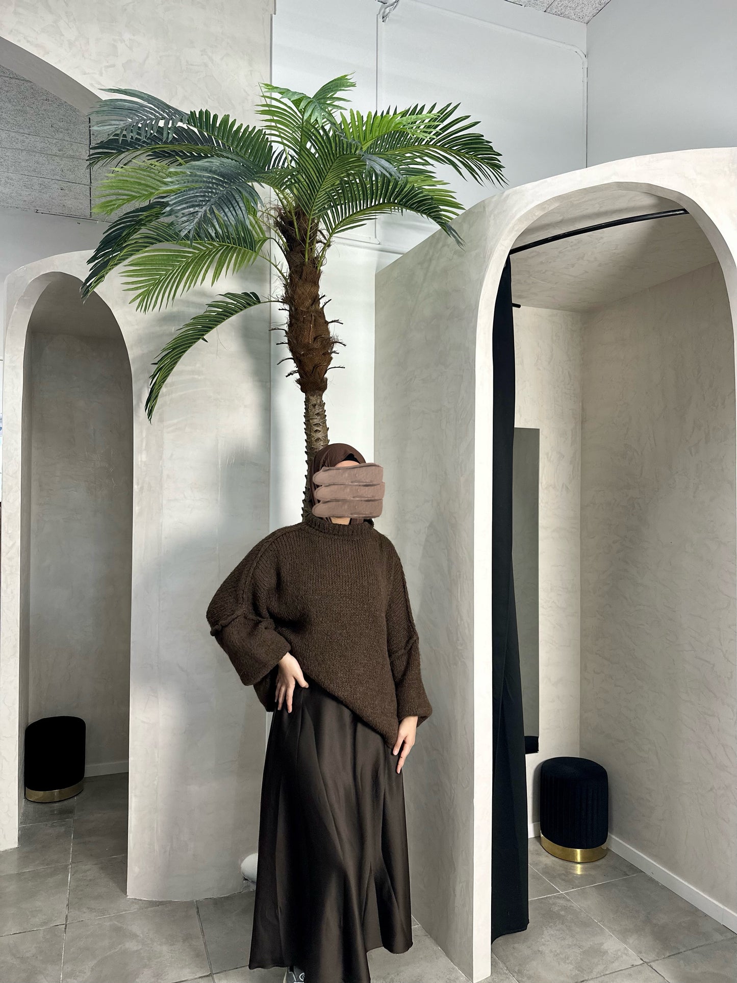 PULL À MANCHES BOUFFANTES MARRON
