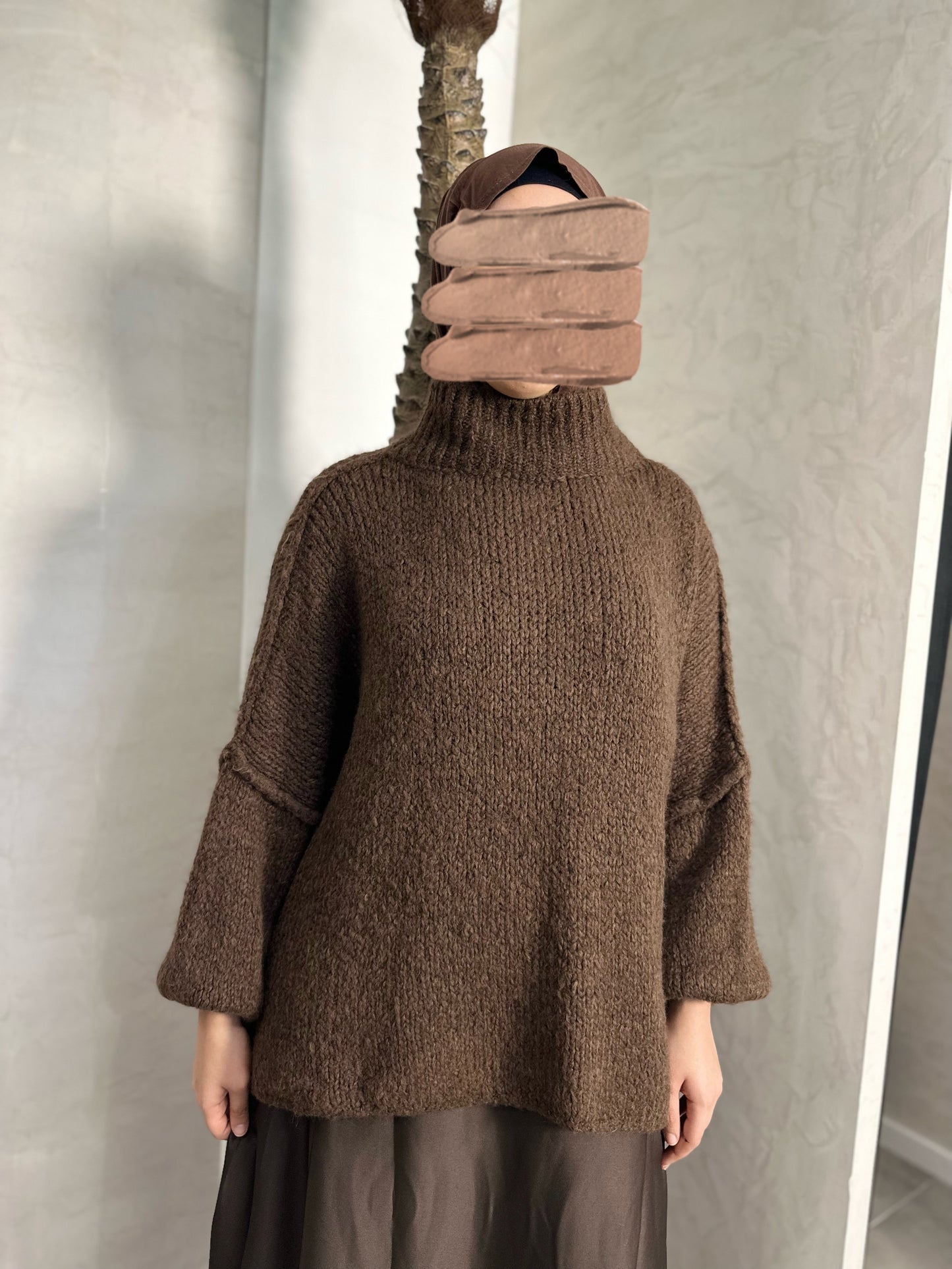 PULL À MANCHES BOUFFANTES MARRON