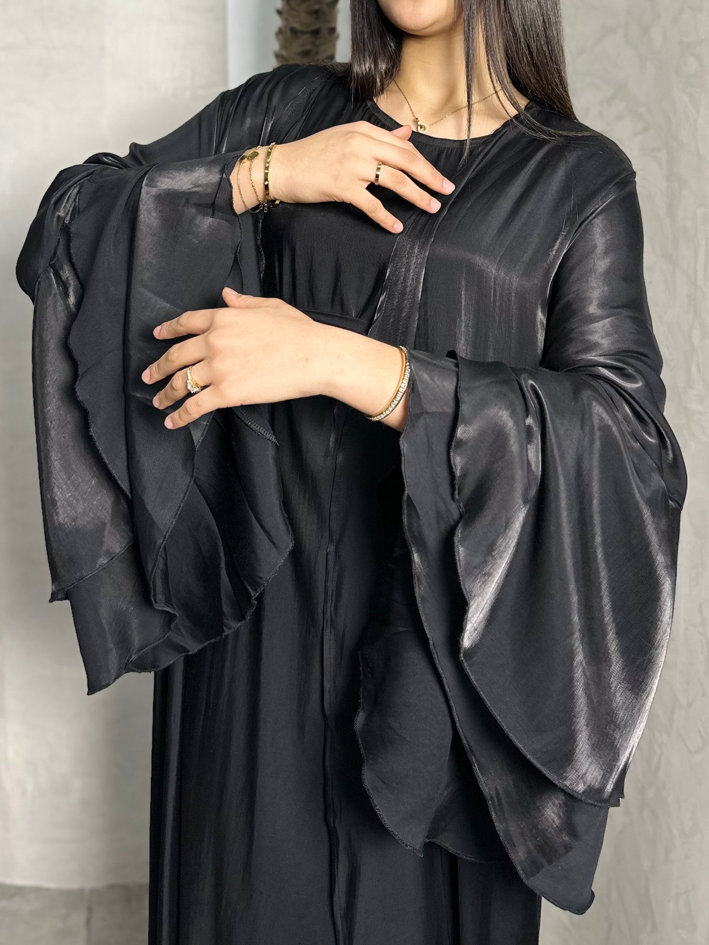 ENSEMBLE ROBE + KIMONO NOIR IRRISÉ