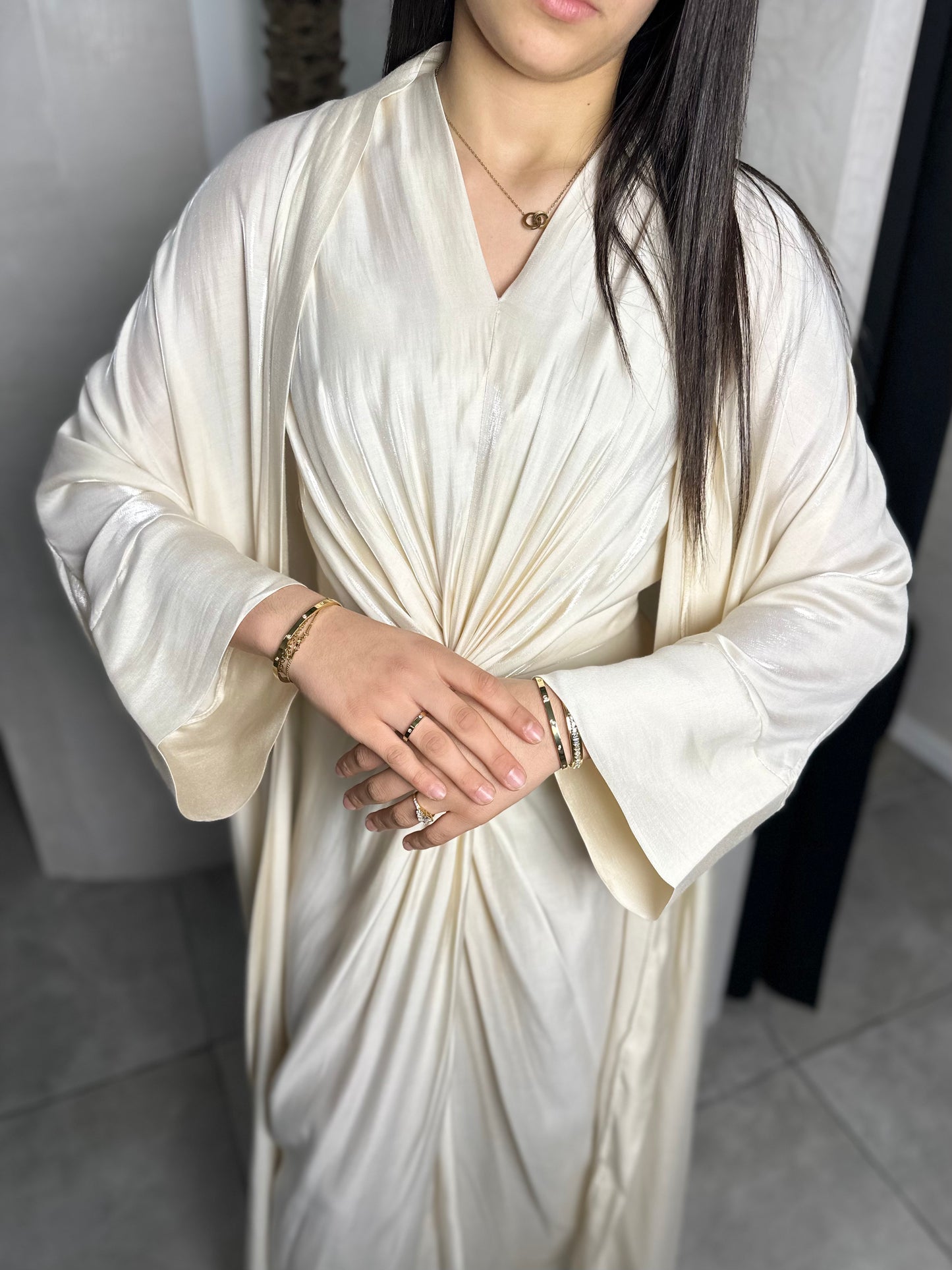 ENSEMBLE ROBE NOUÉE + KIMONO IRRISÉ