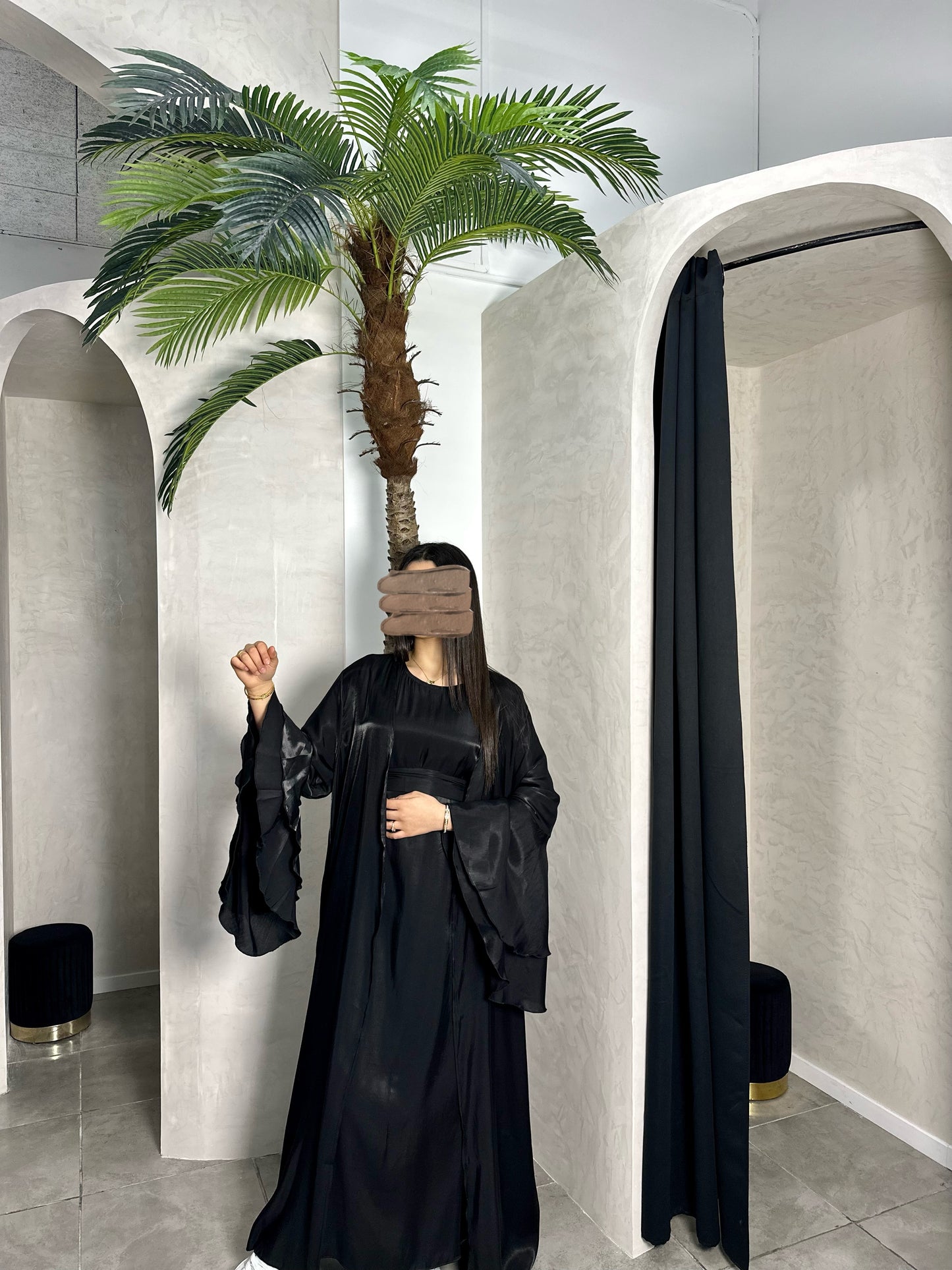 ENSEMBLE ROBE + KIMONO NOIR IRRISÉ