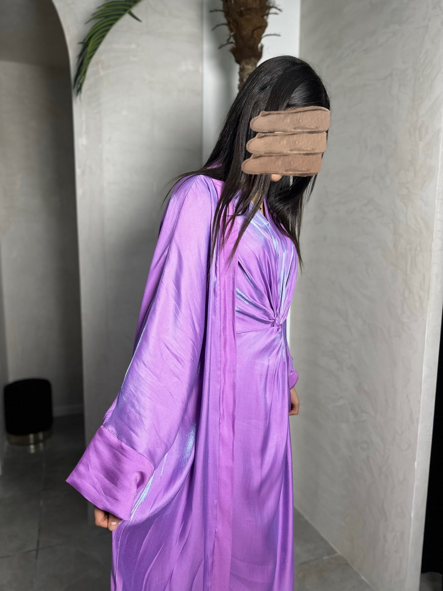ENSEMBLE ROBE NOUÉE + KIMONO VIOLET IRRISÉ