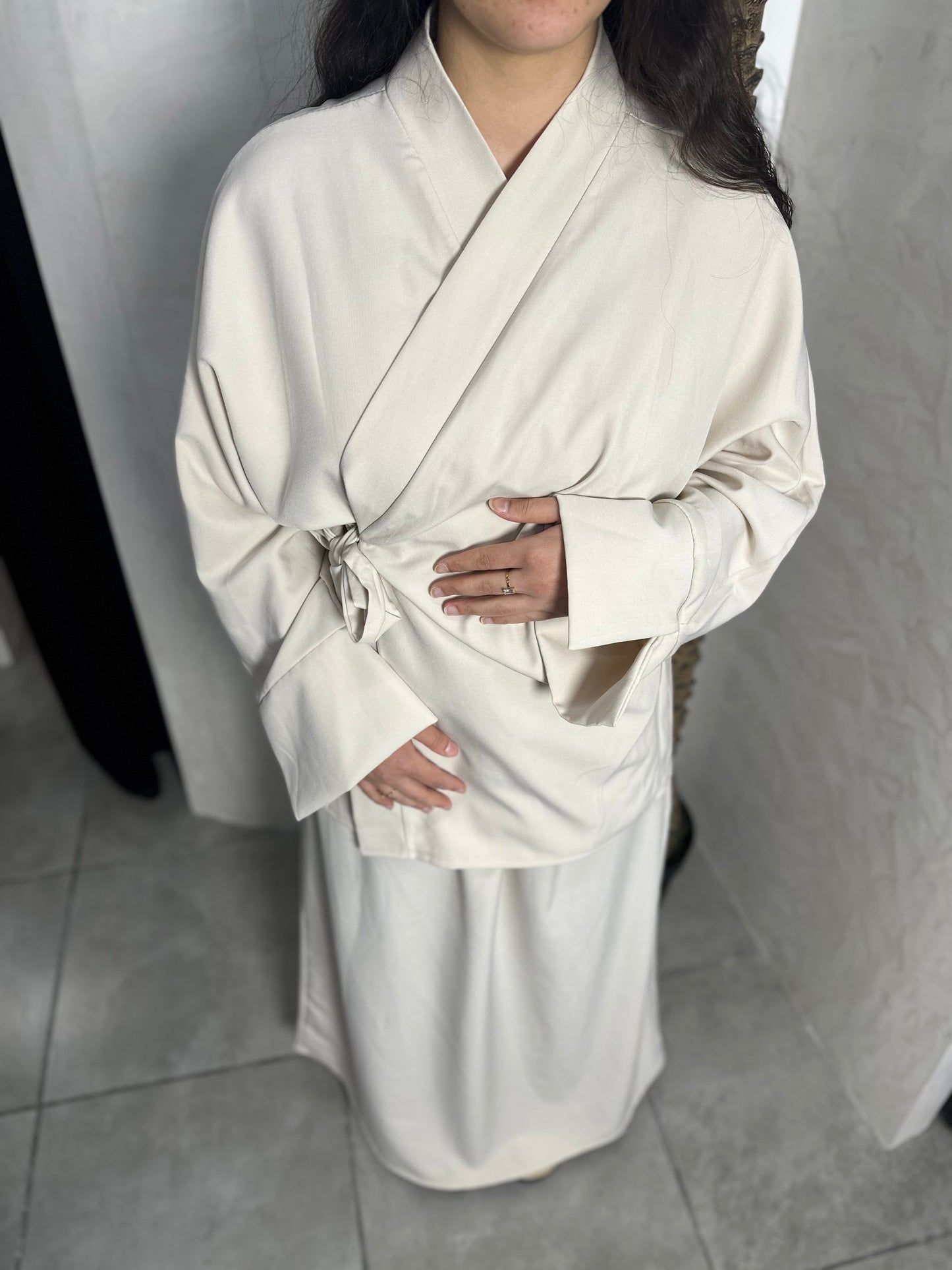 ENSEMBLE JUPE CROISÉ BEIGE