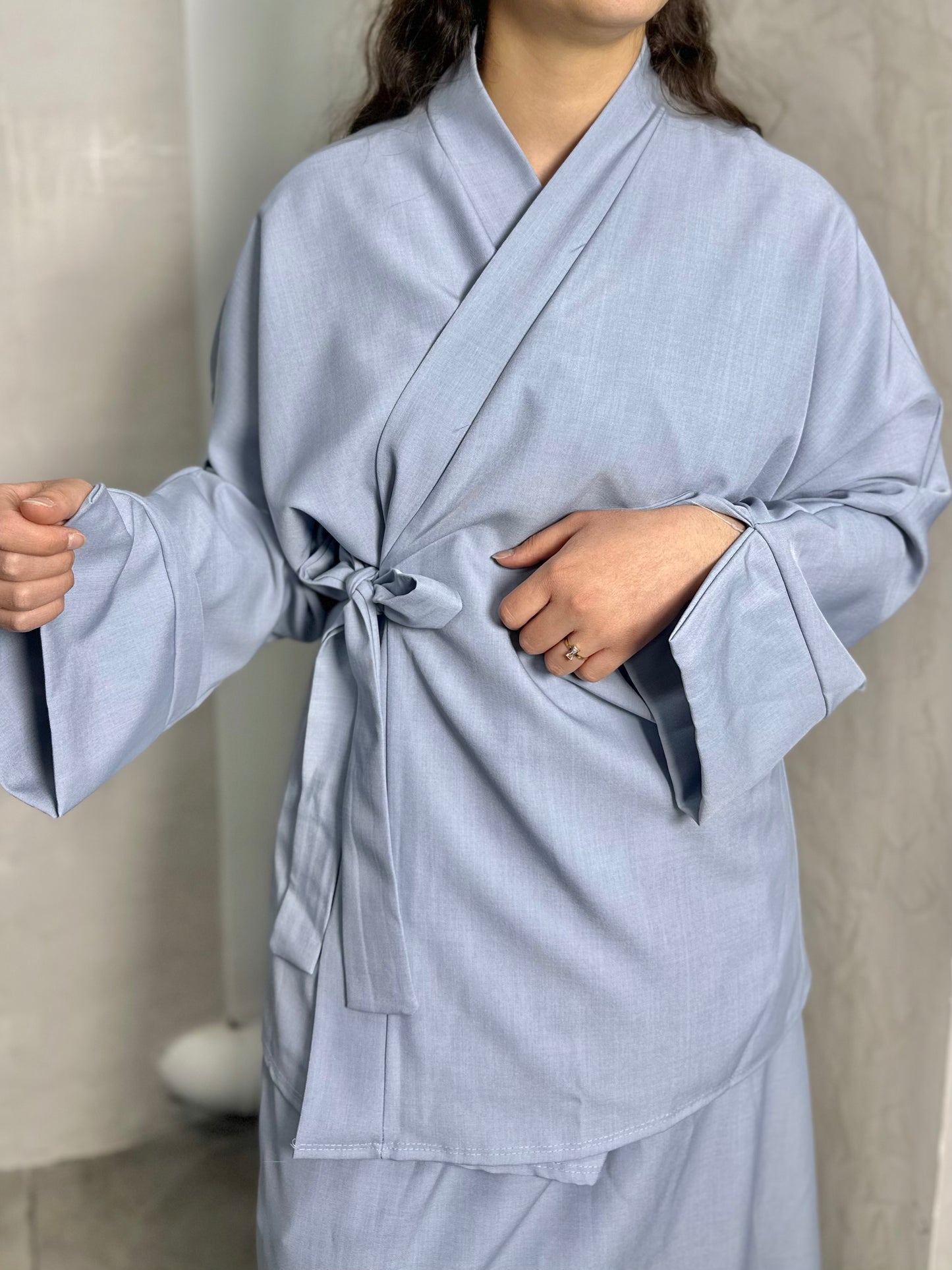 ENSEMBLE JUPE CROISÉ BLEU CLAIR