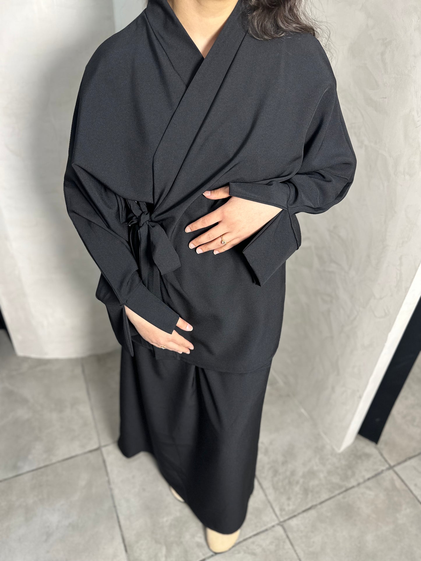 ENSEMBLE JUPE CROISÉ NOIR