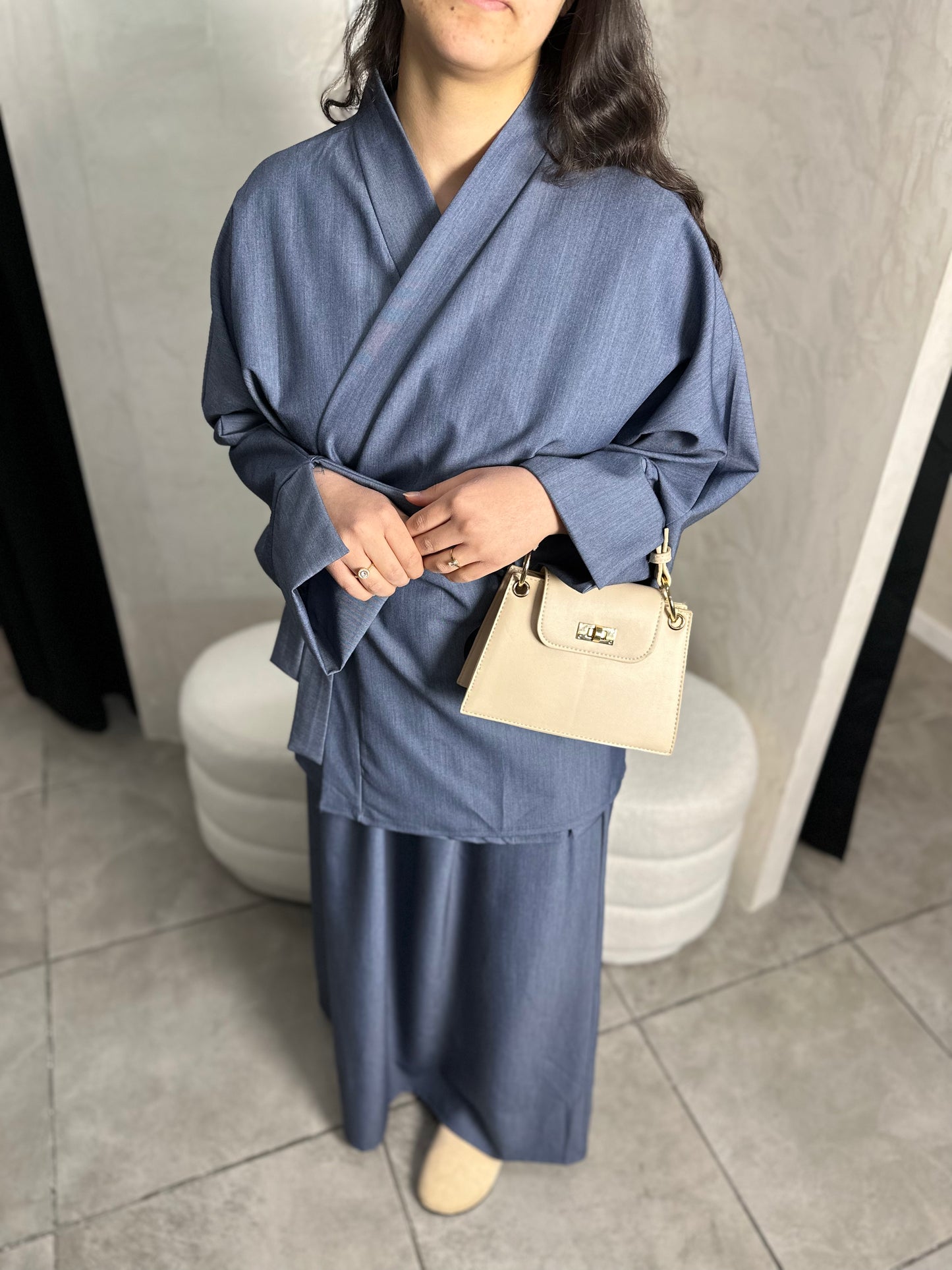 ENSEMBLE JUPE CROISÉ BLEU JEAN